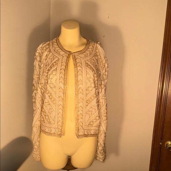 Elegant Cream and Gold Embellished Jacket - Picture 1 of 12